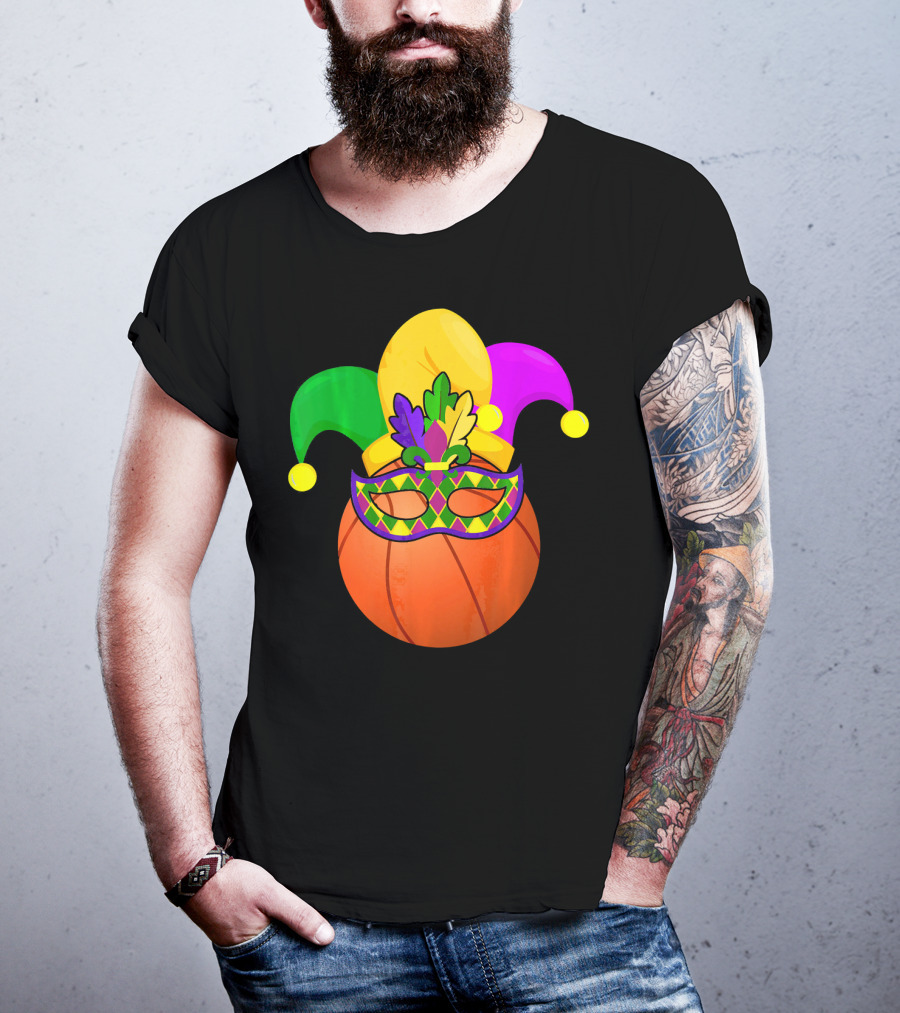 Basketball Carnival Mardi Gras Mask Jester Hat T-Shirt