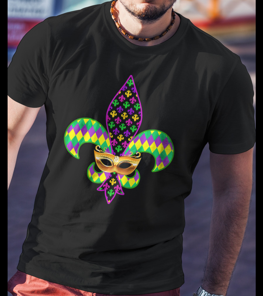 Fleur De Lis Mardi Gras Mask New Orleans T-Shirt