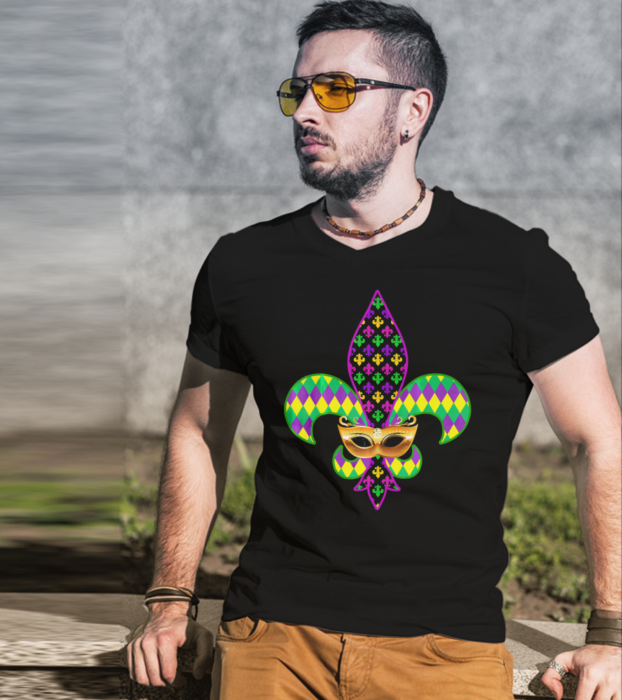 Fleur De Lis Mardi Gras Mask New Orleans T-Shirt