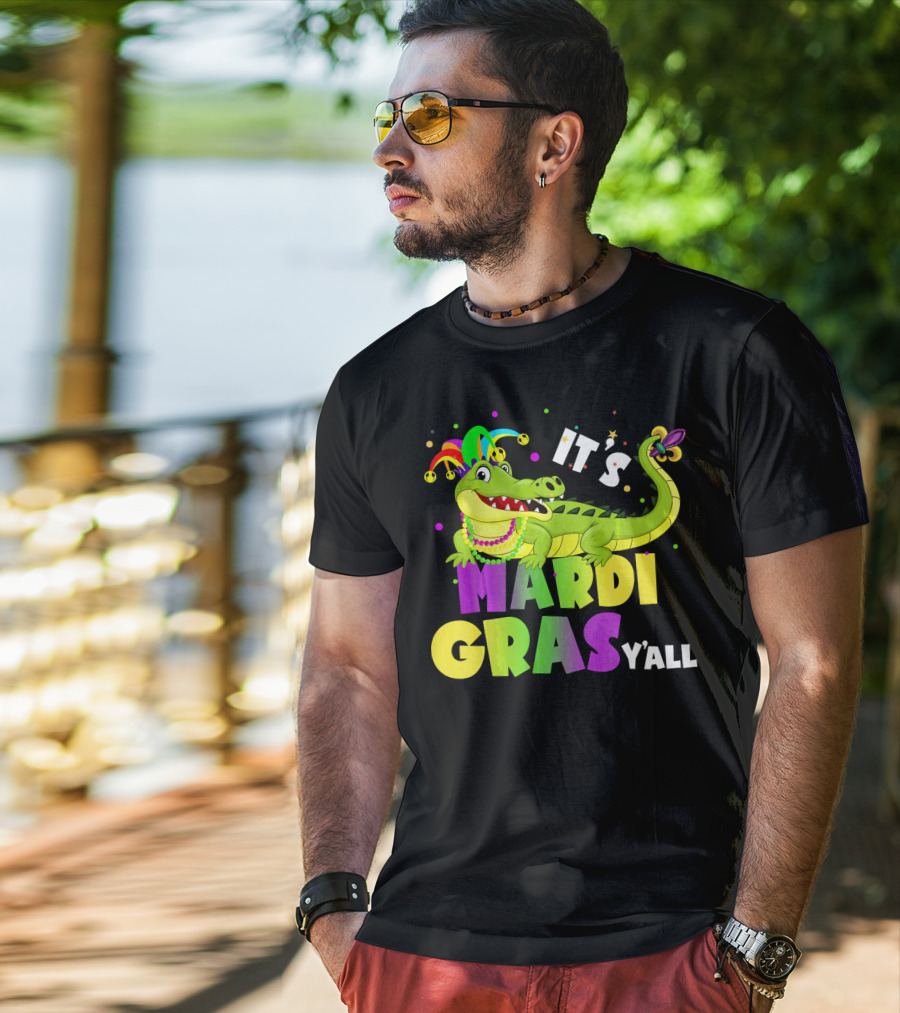 It's Mardi Gras Y'all Funny Alligator Crocodile T-Shirt