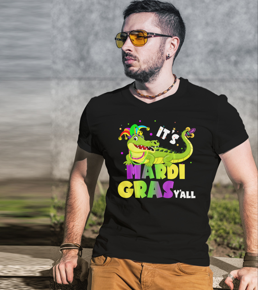 It's Mardi Gras Y'all Funny Alligator Crocodile T-Shirt