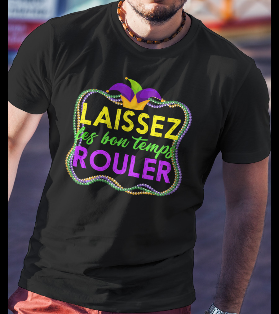 Mardi Gras Laissez Les Bon Temps Rouler Jester Hat Beads T-Shirt