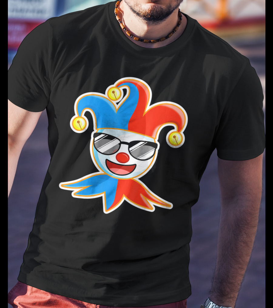 Joker Sunglasses Laughing Clown Jester Hat T-Shirt