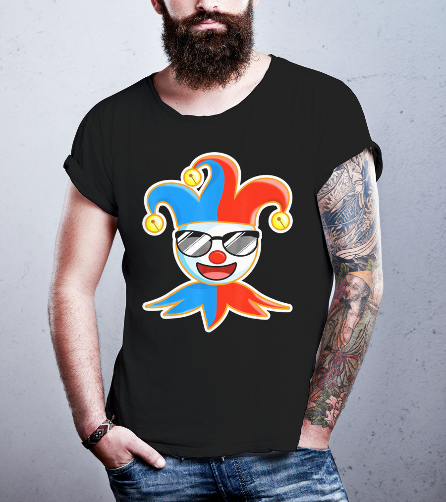 Joker Sunglasses Laughing Clown Jester Hat T-Shirt