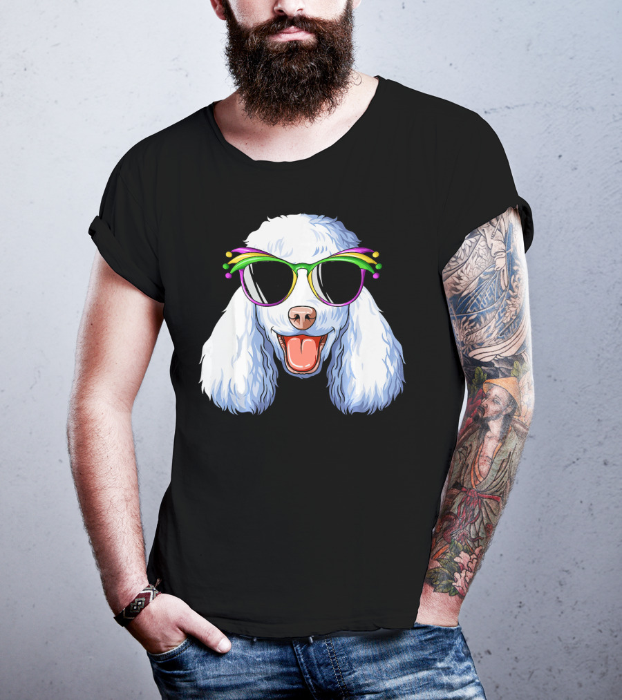 Poodle Mardi Gras Carnival Mask Sunglasses Happy Poodle T-Shirt