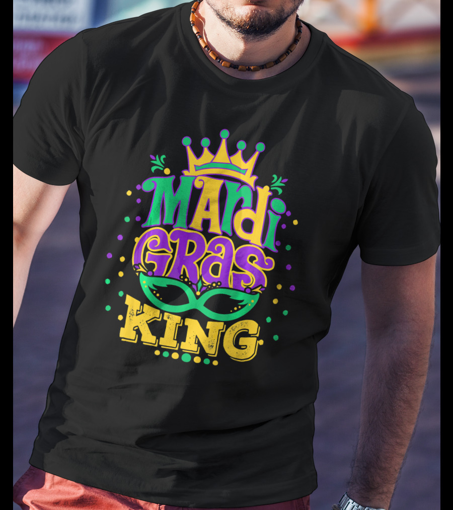 Mardi Gras King Crown Mask Confetti T-Shirt