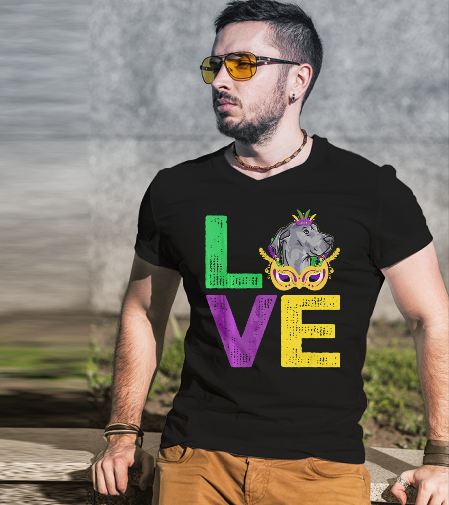 Love Cute Dane Dog Mardi Gras Dog Dad T-Shirt