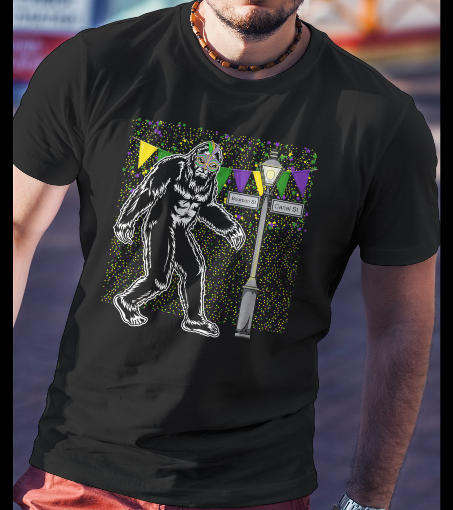 Bigfoot Mardi Gras Bourbon Street Canal Street Costume T-Shirt
