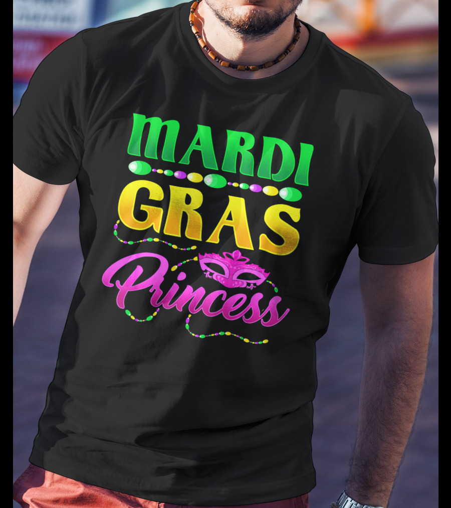Mardi Gras Princess Cute Mask Beads T-Shirt