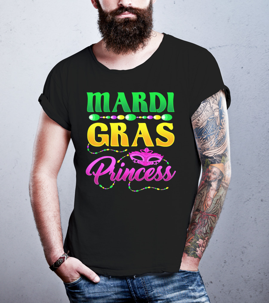 Mardi Gras Princess Cute Mask Beads T-Shirt