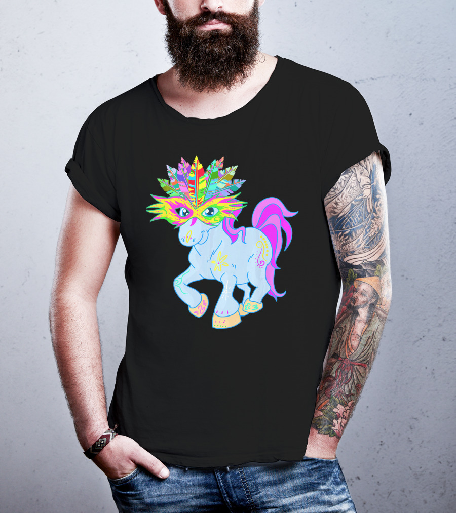Mardi Gras Unicorn Mask Shrove Tuesday Horse T-Shirt