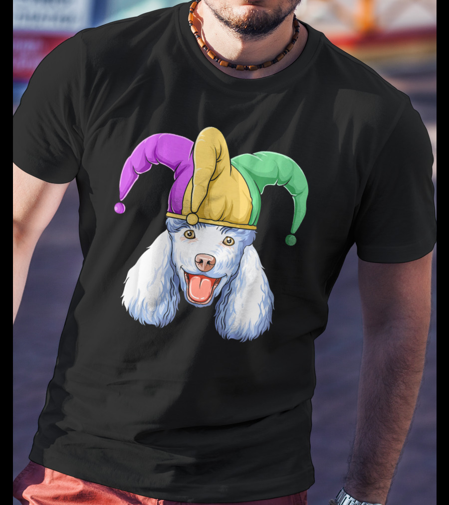 Mardi Gras Poodle Jester Hat Carnival Poodle T-Shirt