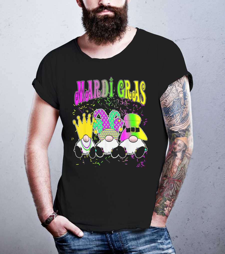 Mardi Gras Gnomes With Jester Hat And Crown T-Shirt