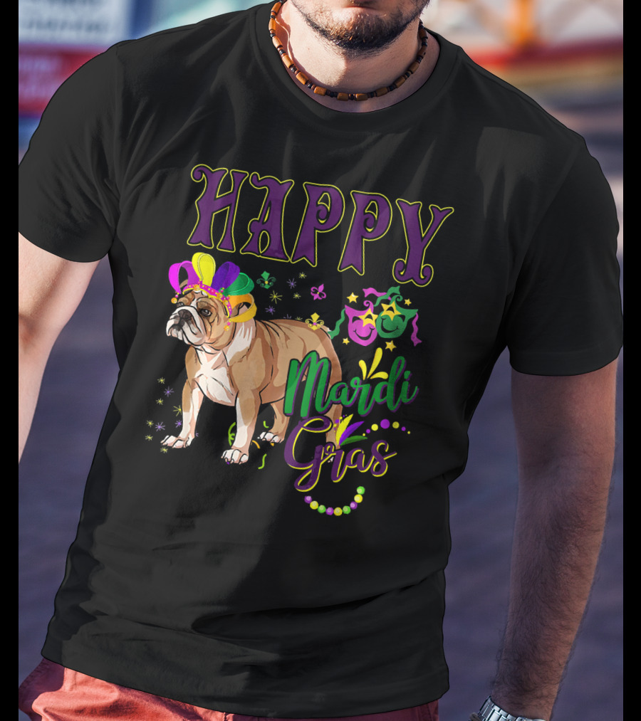 Happy Mardi Gras English Bulldog T-Shirt