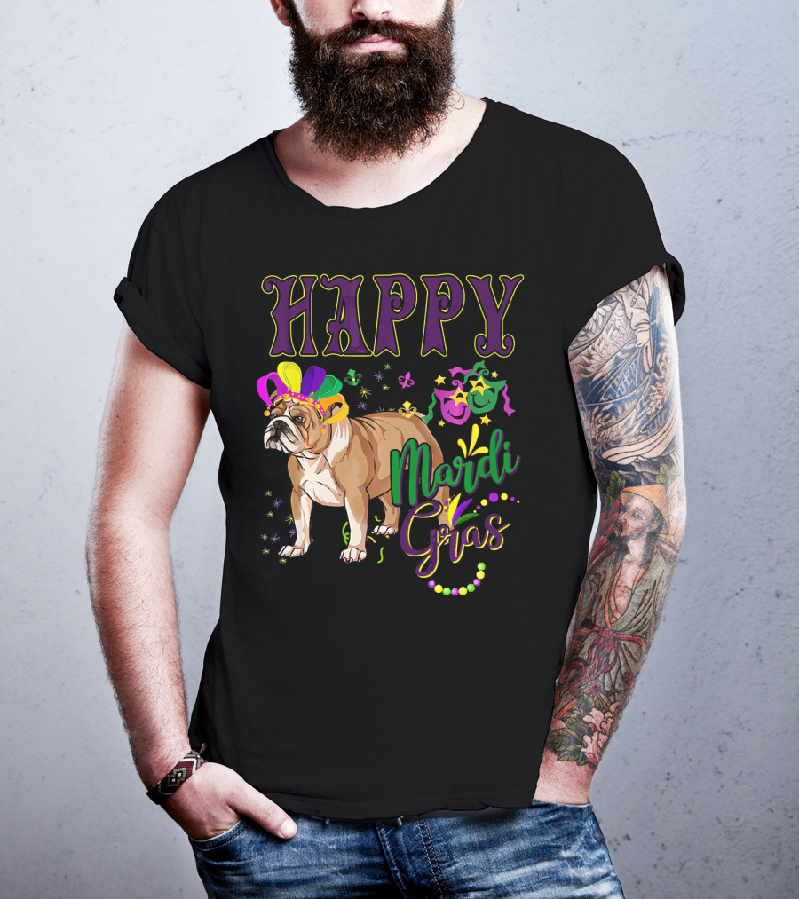 Happy Mardi Gras English Bulldog T-Shirt