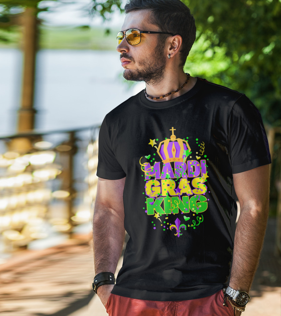Mardi Gras King Crown Colorful T-Shirt