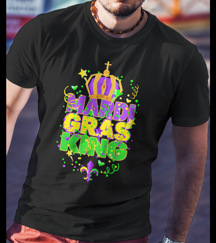 Mardi Gras King Crown Colorful T-Shirt