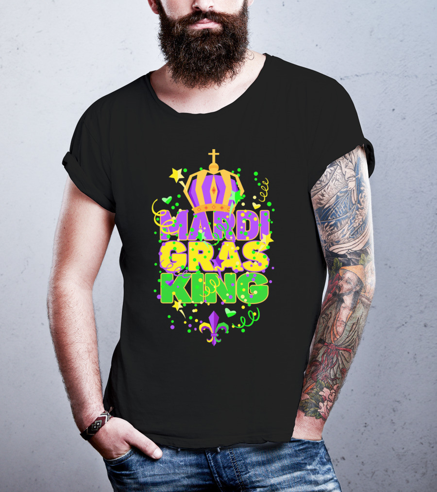 Mardi Gras King Crown Colorful T-Shirt
