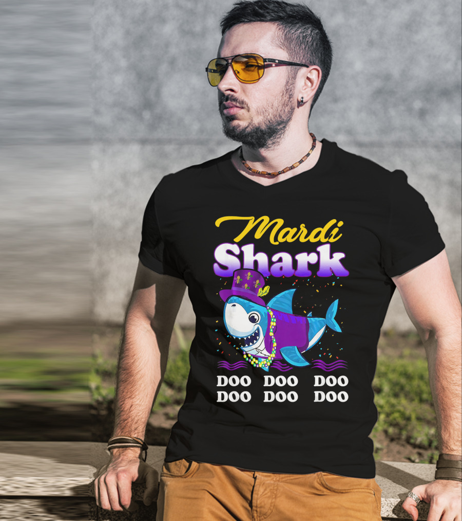 Mardi Shark Doo Doo Doo Doo Funny Mardi Gras T-Shirt