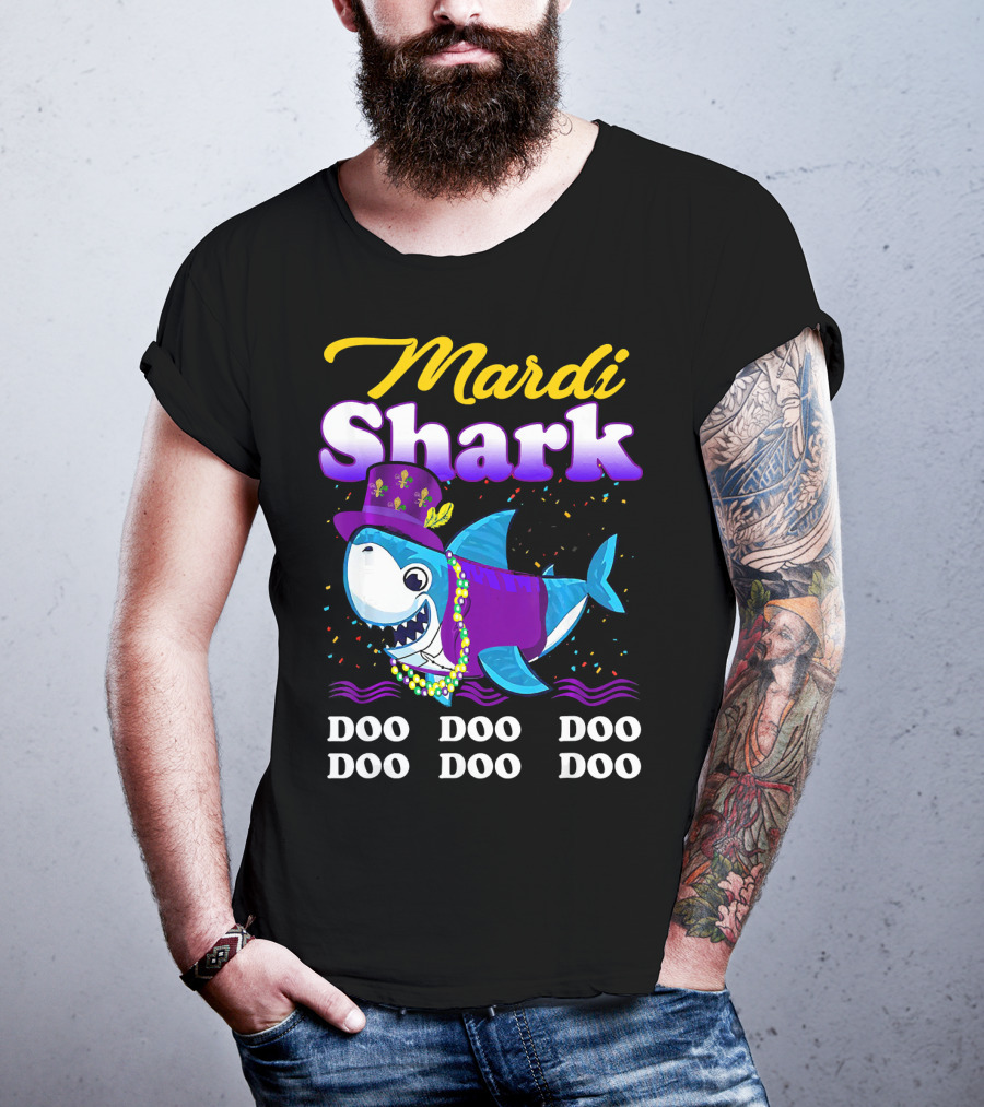 Mardi Shark Doo Doo Doo Doo Funny Mardi Gras T-Shirt