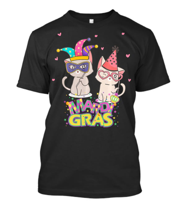 Chillin With My Cats Mardi Gras Party Masks And Hearts T-Shirt