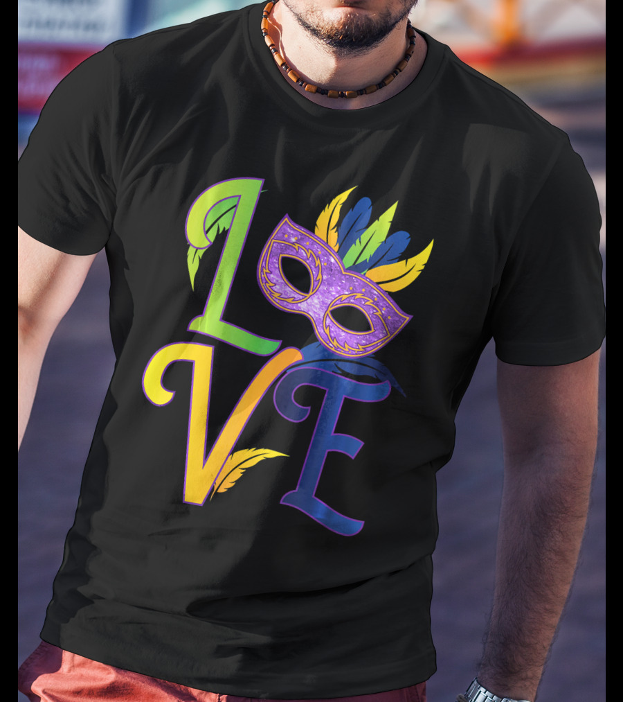 Love Mardi Gras Mask Honor New Orleans T-Shirt
