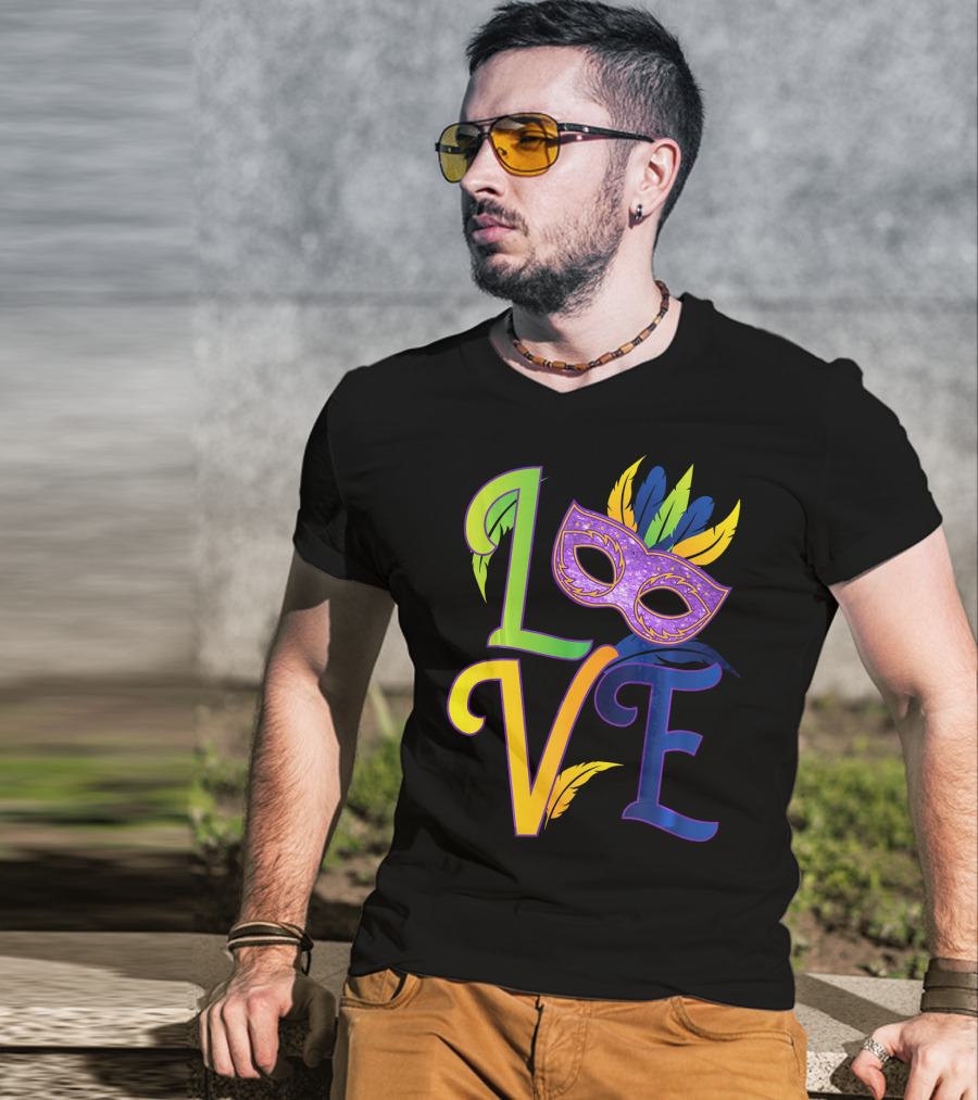 Love Mardi Gras Mask Honor New Orleans T-Shirt