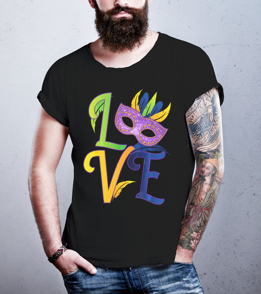 Love Mardi Gras Mask Honor New Orleans T-Shirt