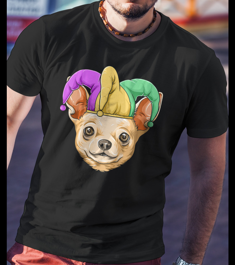 Mardi Gras Chihuahua Jester Hat Festival Carnival Dog T-Shirt