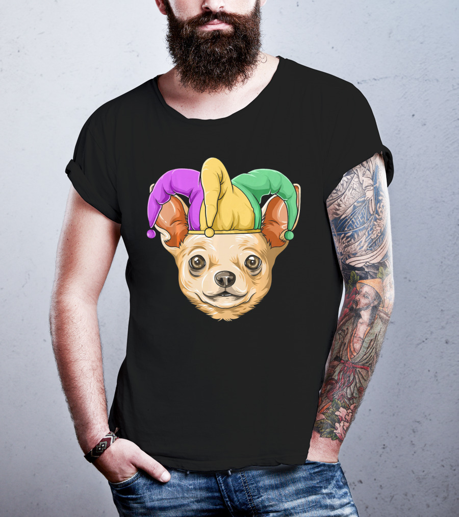 Mardi Gras Chihuahua Jester Hat Festival Carnival Dog T-Shirt