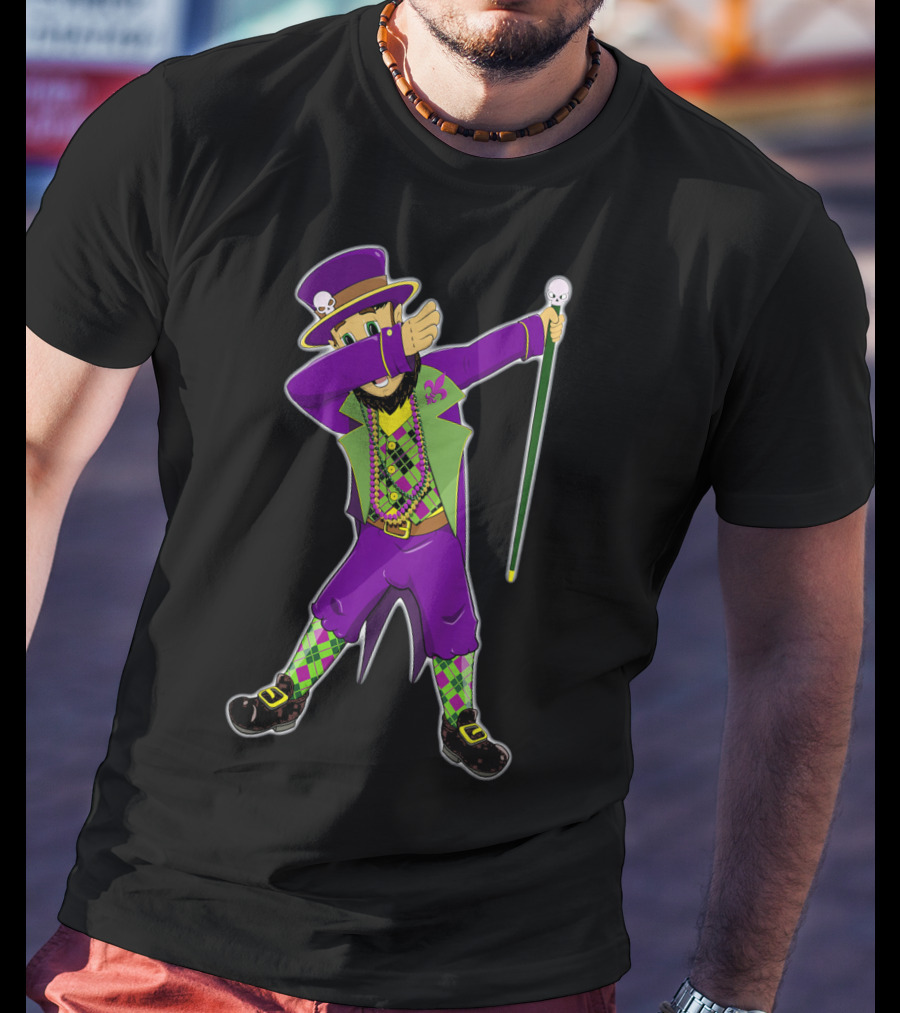 Kids Mardi Gras Jester Dabbing Colorful Costume T-Shirt