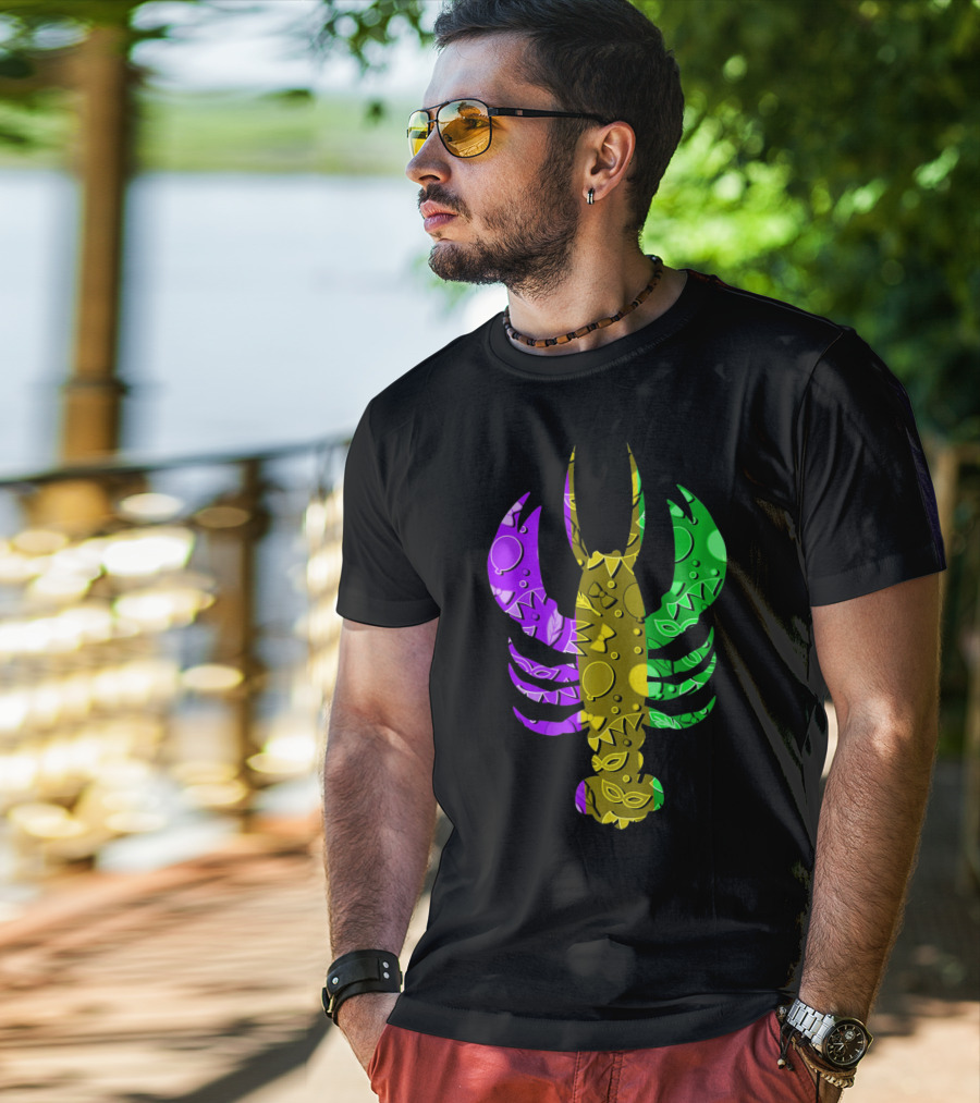 Crawfish Fleur De Lis Mardi Gras T-Shirt