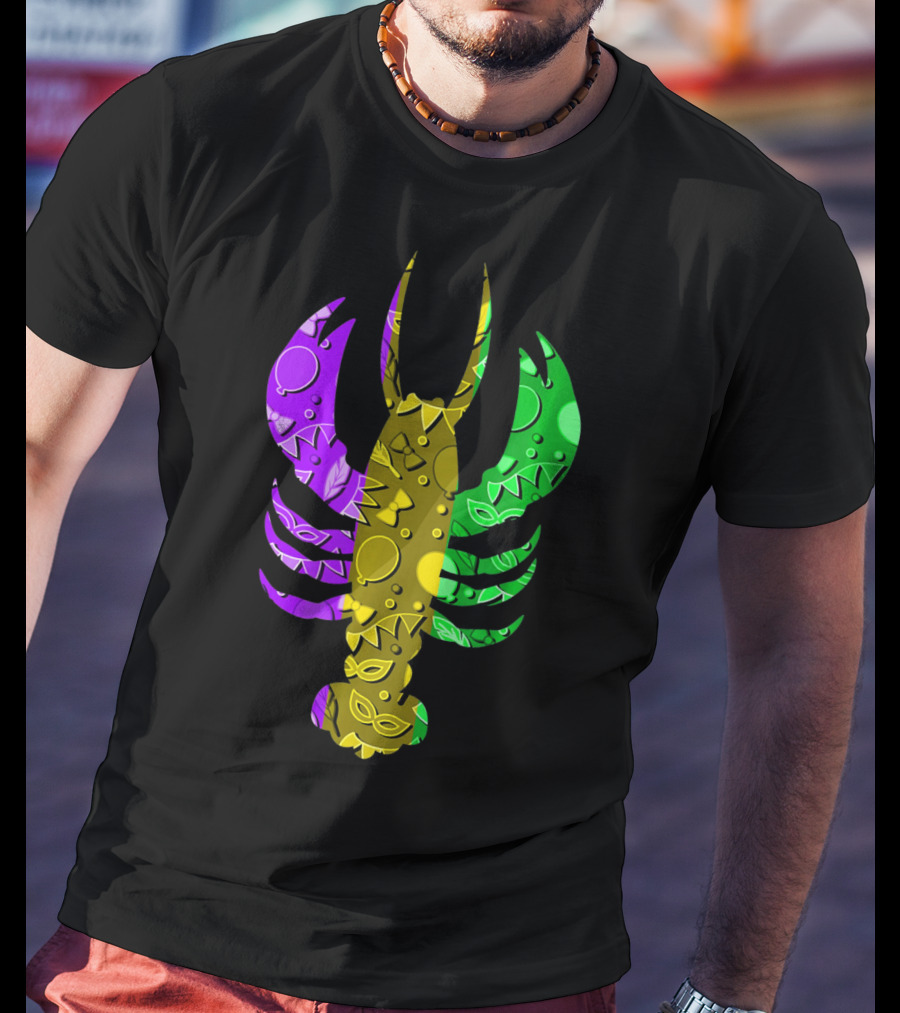Crawfish Fleur De Lis Mardi Gras T-Shirt