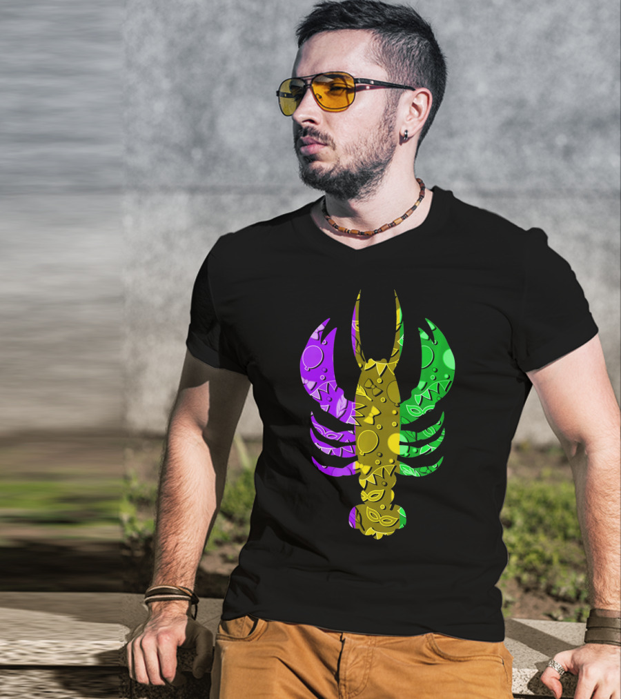 Crawfish Fleur De Lis Mardi Gras T-Shirt