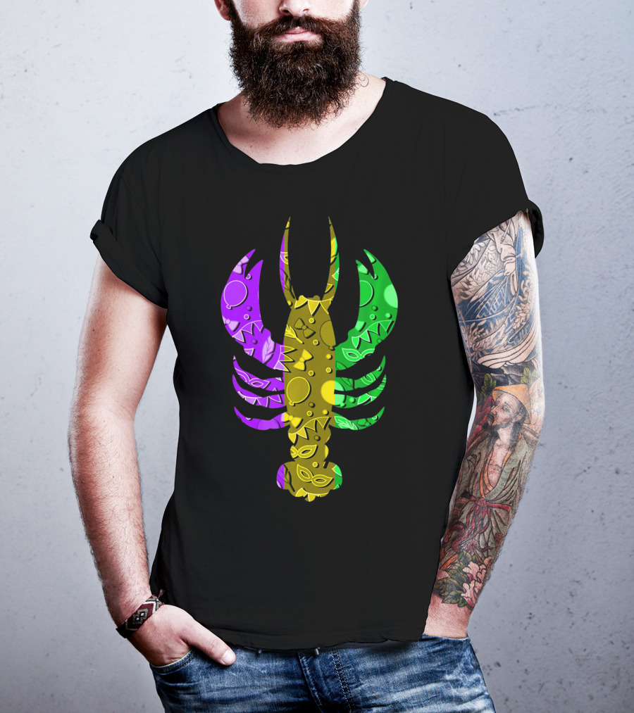 Crawfish Fleur De Lis Mardi Gras T-Shirt