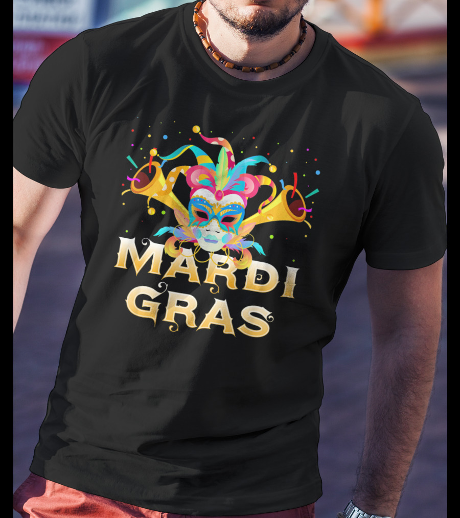 Mardi Gras Mask And Horns T-Shirt