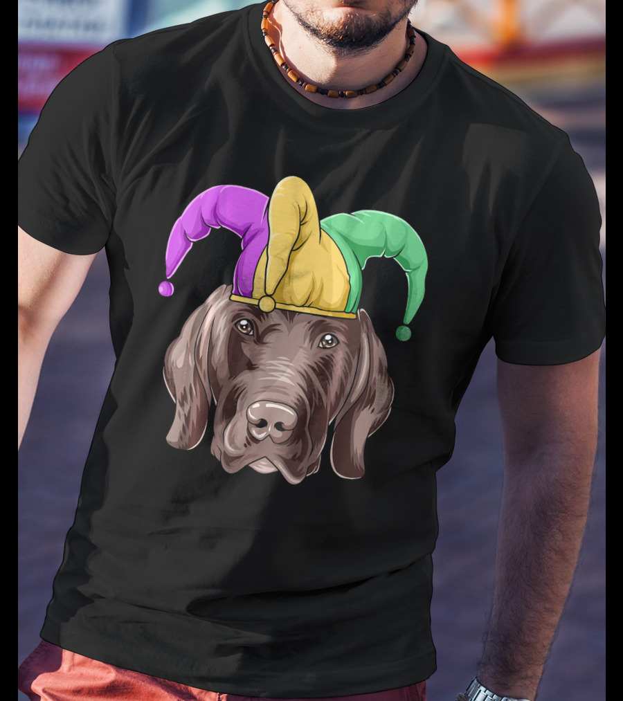 Mardi Gras Jester Dog Head Carnival Hat Pointer T-Shirt
