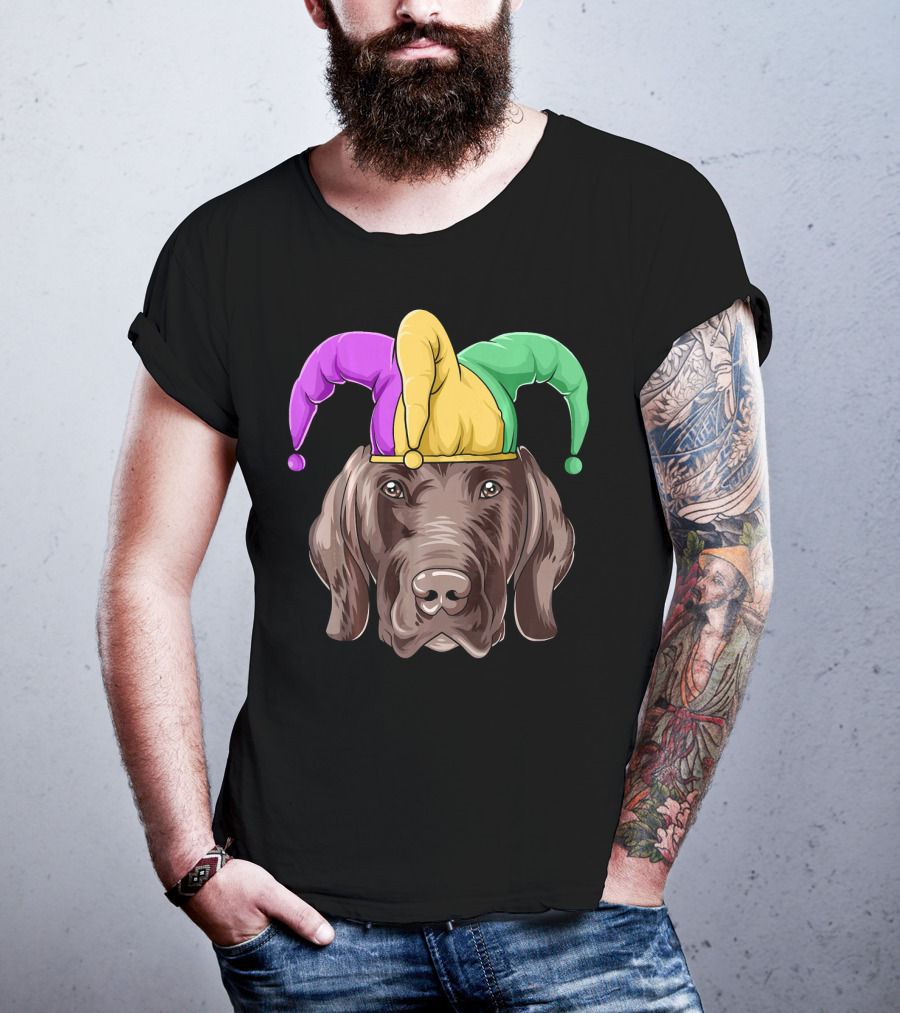 Mardi Gras Jester Dog Head Carnival Hat Pointer T-Shirt