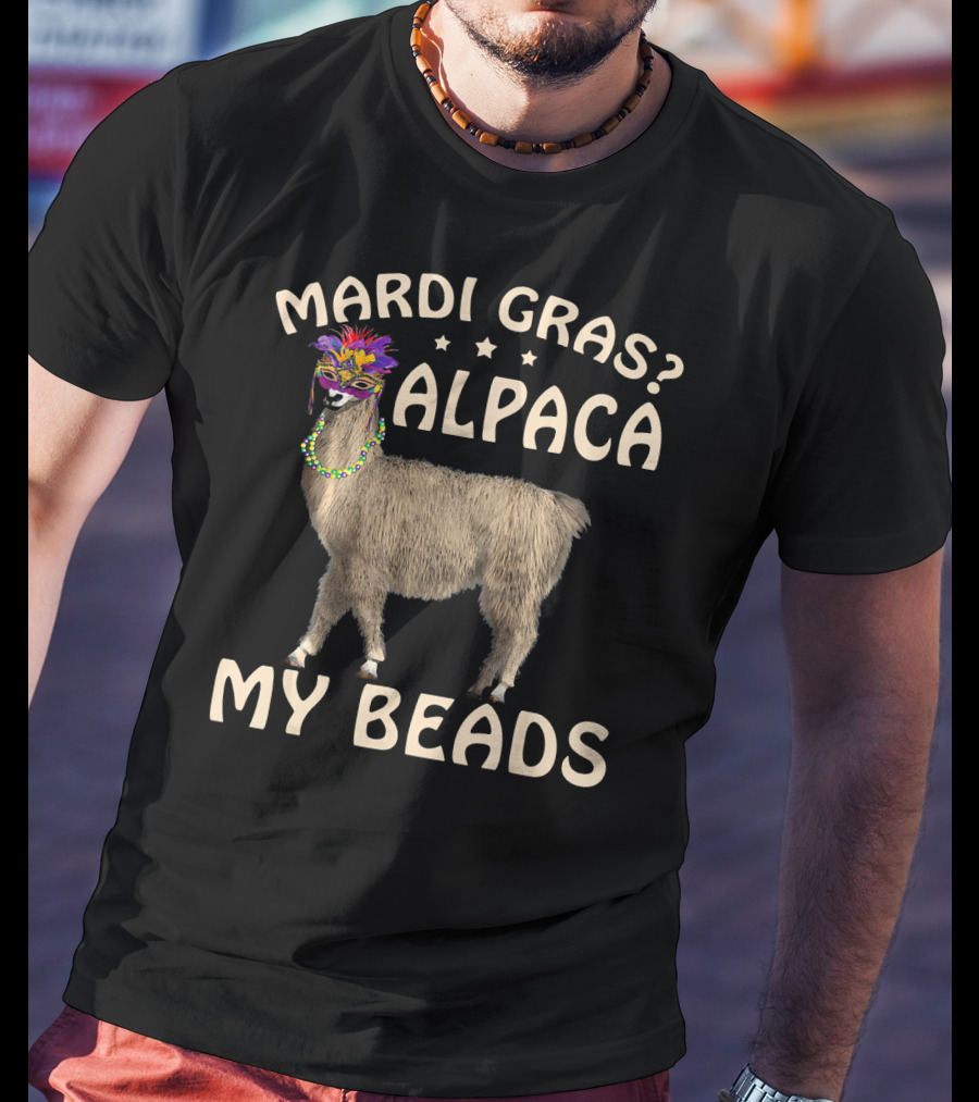 Mardi Gras Alpaca My Beads Festive T-Shirt