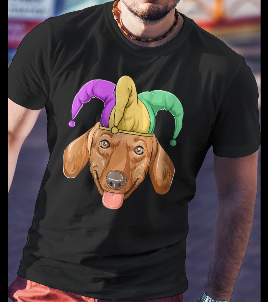Mardi Gras Dachshund Carnival Jester Hat T-Shirt