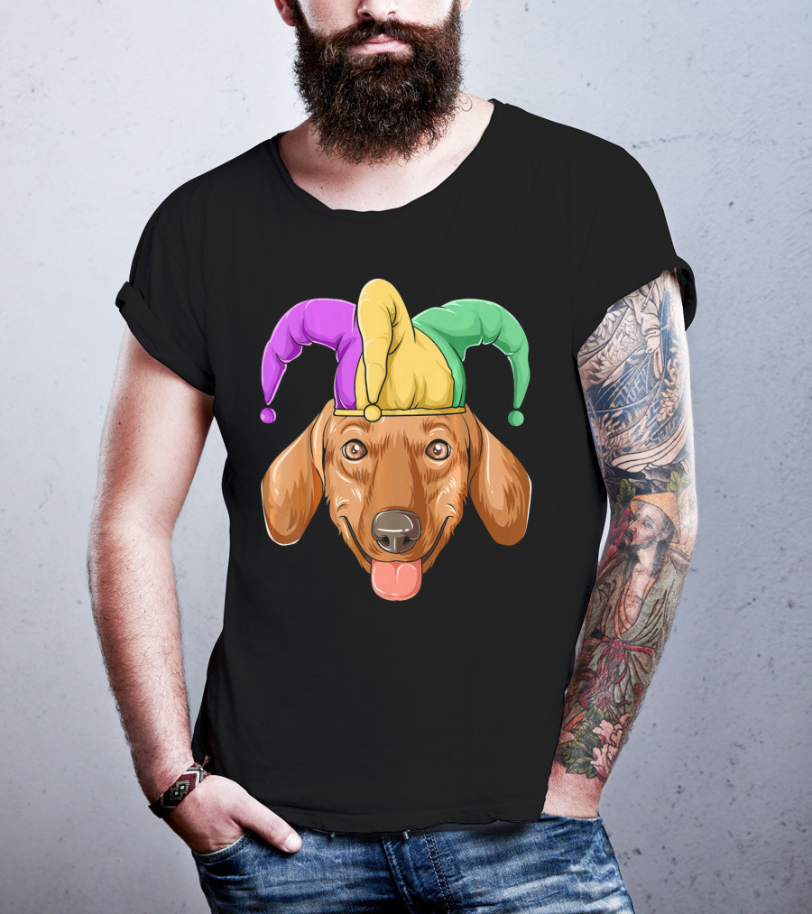 Mardi Gras Dachshund Carnival Jester Hat T-Shirt