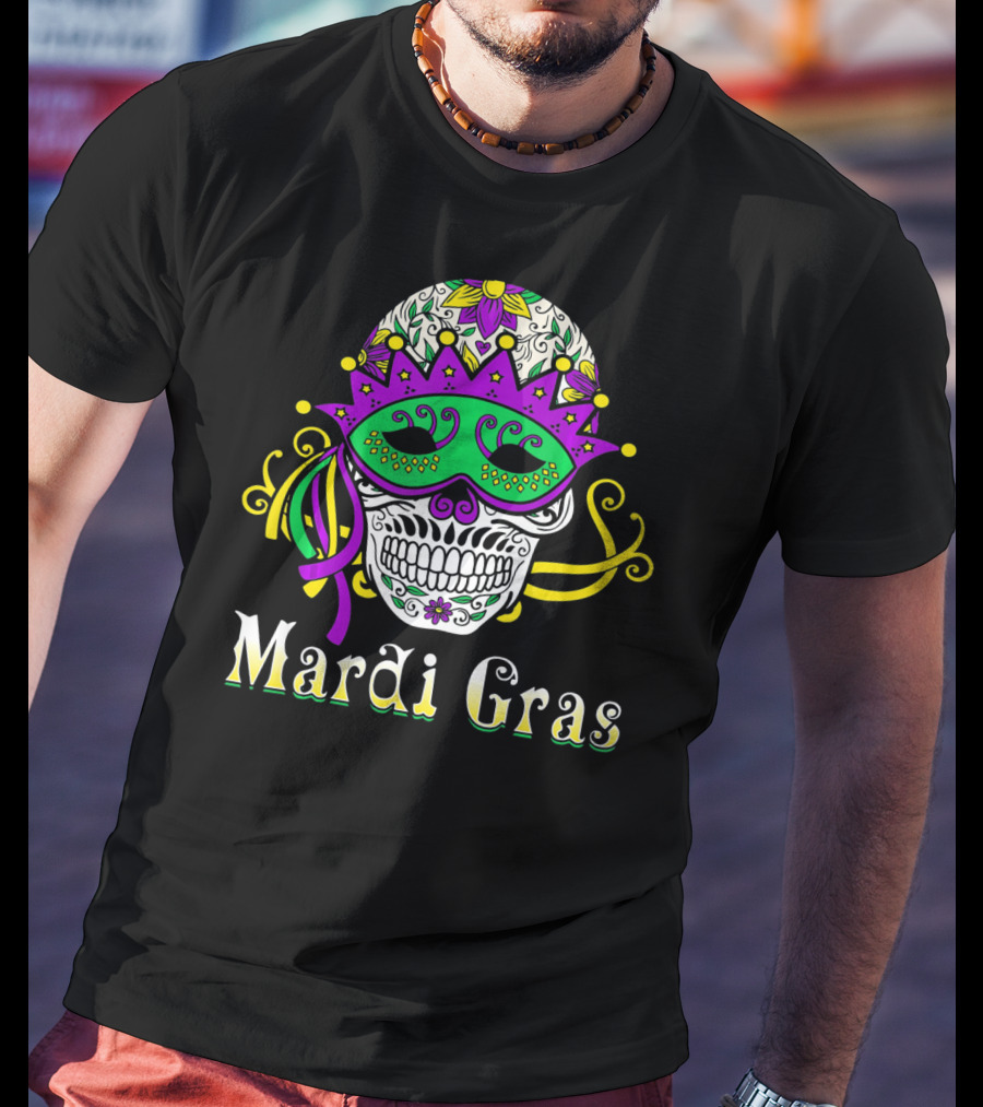 Mardi Gras Skull Mask Day Of The Dead T-Shirt