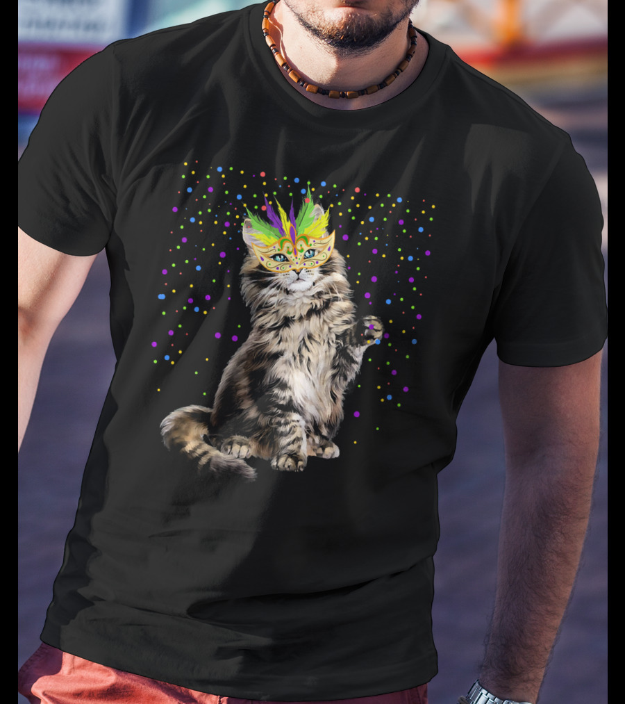 Mardi Gras Cat Mask Party In New Orleans T-Shirt