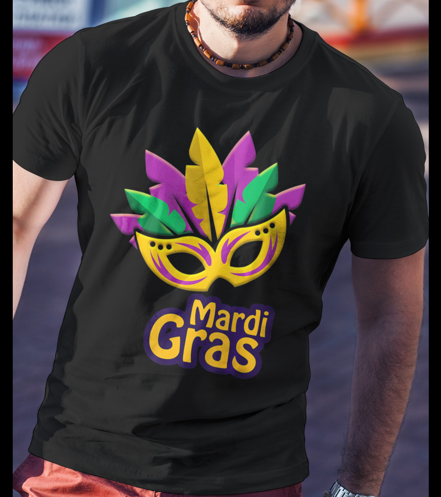 New Orleans Mardi Gras Feathered Mask Party T-Shirt