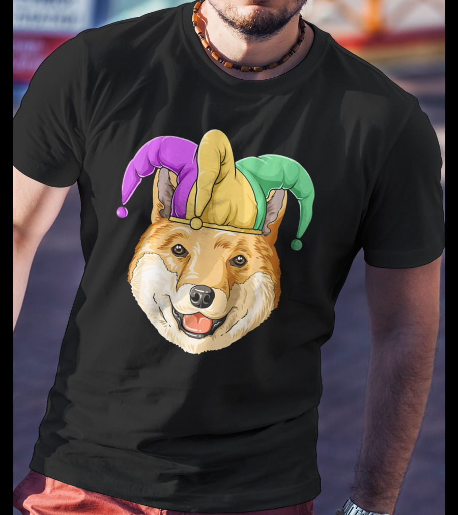 Mardi Gras Shiba Inu Jester Hat Carnival T-Shirt