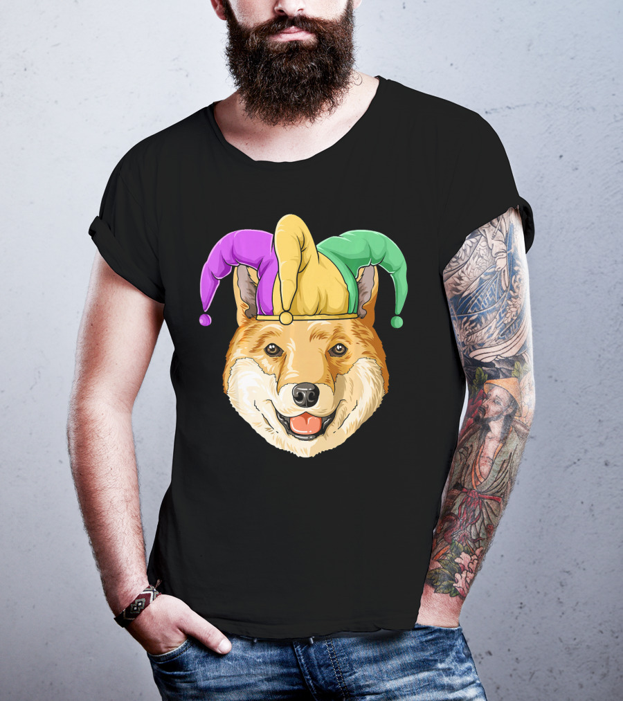 Mardi Gras Shiba Inu Jester Hat Carnival T-Shirt