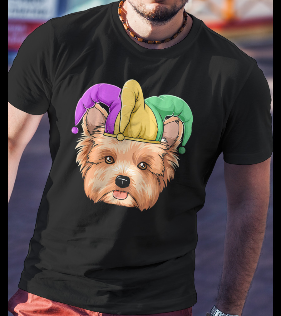 Mardi Gras Yorkshire Terrier Jester Hat Yorksh Carnival T-Shirt