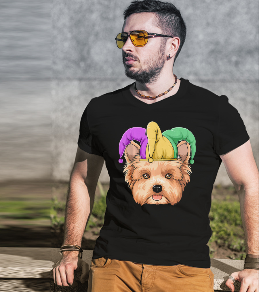 Mardi Gras Yorkshire Terrier Jester Hat Yorksh Carnival T-Shirt