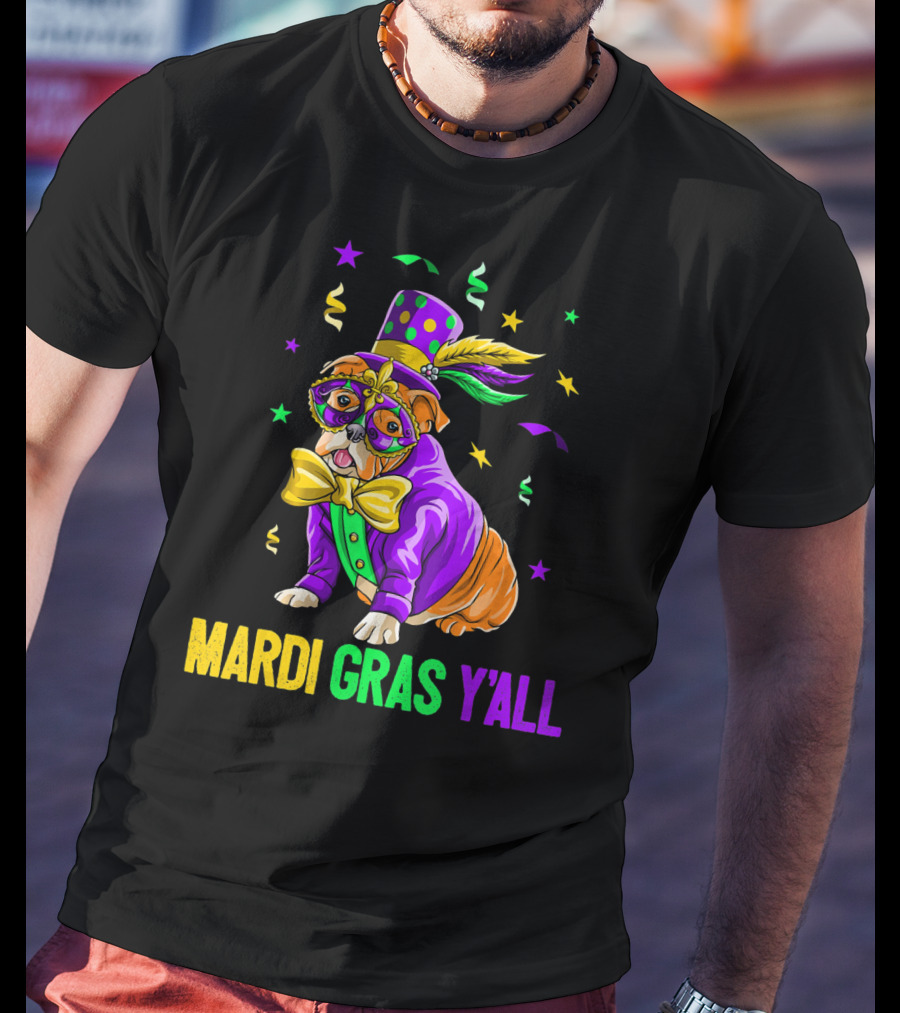 Bulldog Mardi Gras Y'all Celebration Festivities T-Shirt