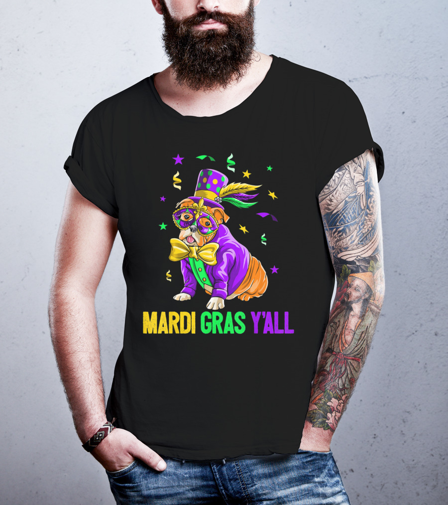 Bulldog Mardi Gras Y'all Celebration Festivities T-Shirt